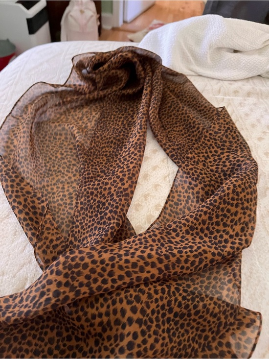 Accessories - Lightweight Leopard Print Sheer Scarf - Brown